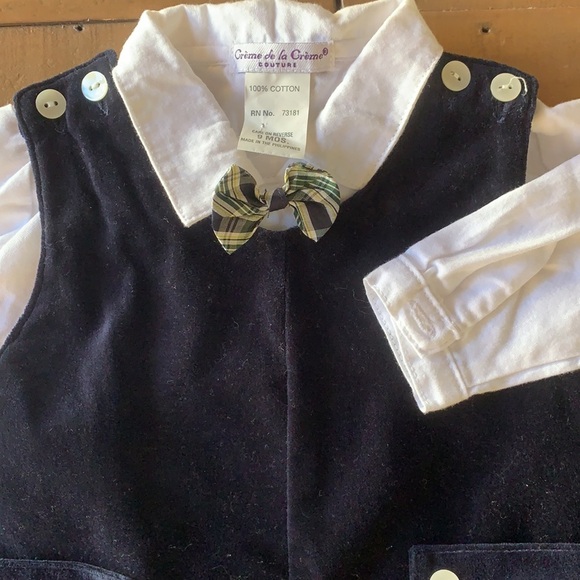 Creme de la creme velvet Jon Jon bow tie set - Picture 2 of 11